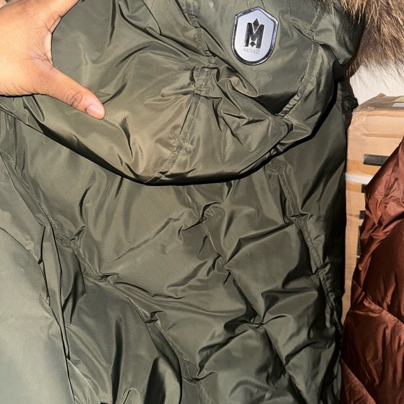 Mackage Adali Down Coat with Natural Fur (Olive Green) - Picture 6 of 7